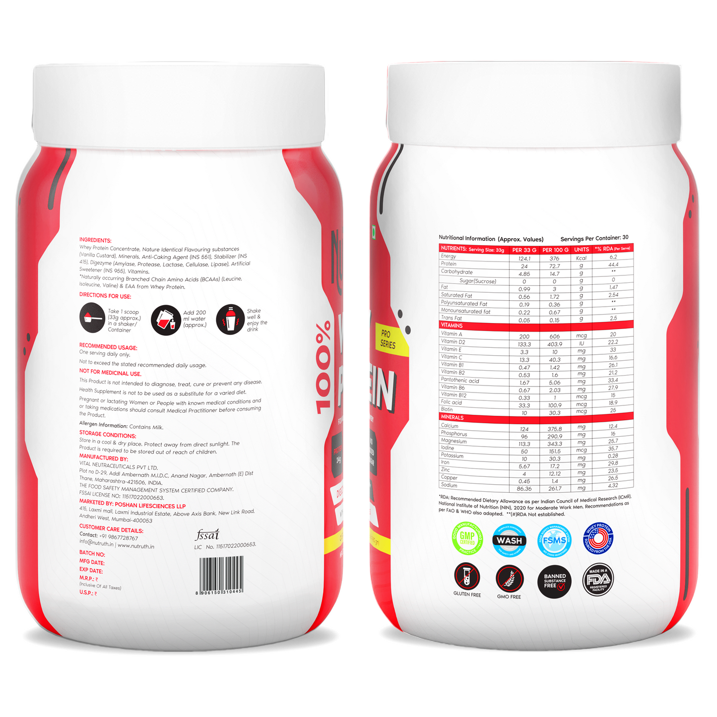 100% Whey Protein - Custard Vanilla